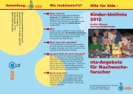 nta-Angebote für Nachwuchs- forscher Kinder-Uni@nta 2012 - nta Isny