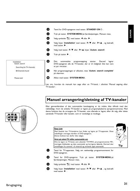 Philips Matchline Lecteur/enregistreur de DVD - Mode d&rsquo;emploi - DAN