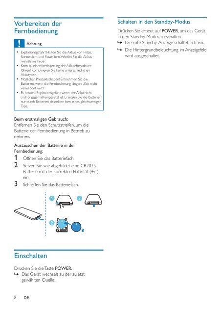 Philips Microcha&icirc;ne - Mode d&rsquo;emploi - DEU