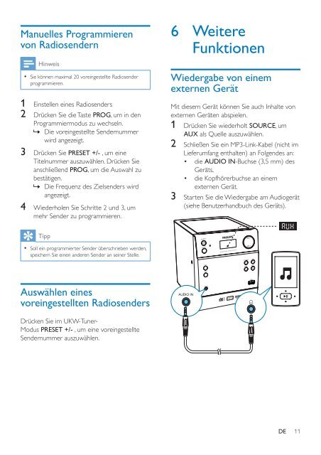 Philips Microcha&icirc;ne - Mode d&rsquo;emploi - DEU