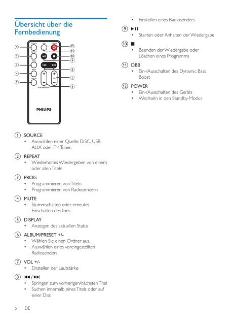 Philips Microcha&icirc;ne - Mode d&rsquo;emploi - DEU