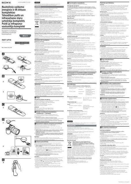 Sony RMT-VP1K - RMT-VP1K Istruzioni per l'uso Estone