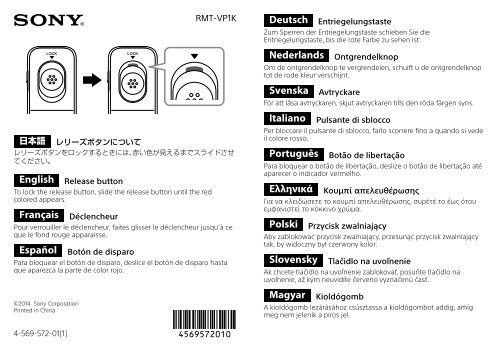 Sony RMT-VP1K - RMT-VP1K Istruzioni per l'uso Inglese