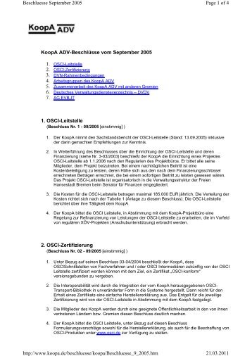 KoopA ADV-Beschlüsse vom September 2005 1 ... - IT Planungsrat