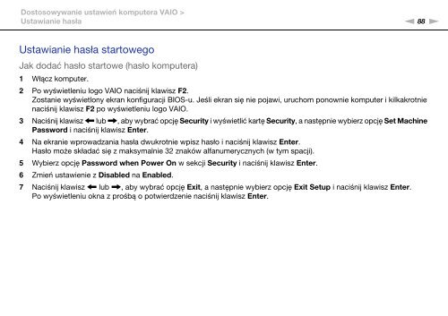 Sony VPCEB3G4E - VPCEB3G4E Istruzioni per l'uso Polacco