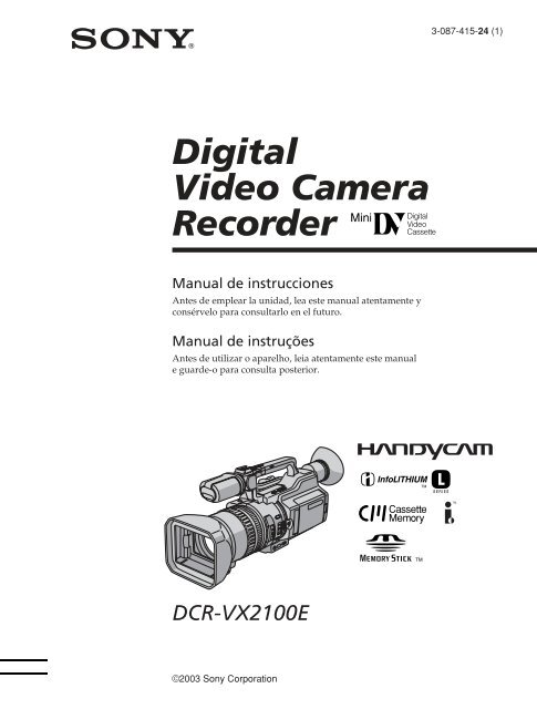 Sony DCR-VX2100E - DCR-VX2100E Istruzioni per l'uso Portoghese