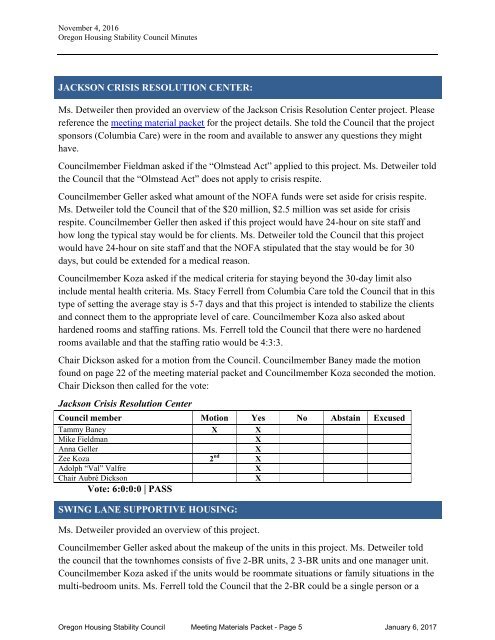 Housing Stability Council