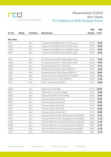 Monatsaktion 5/2010 Kerr Hawe 10 % Rabatt auf RCD Katalog Preise