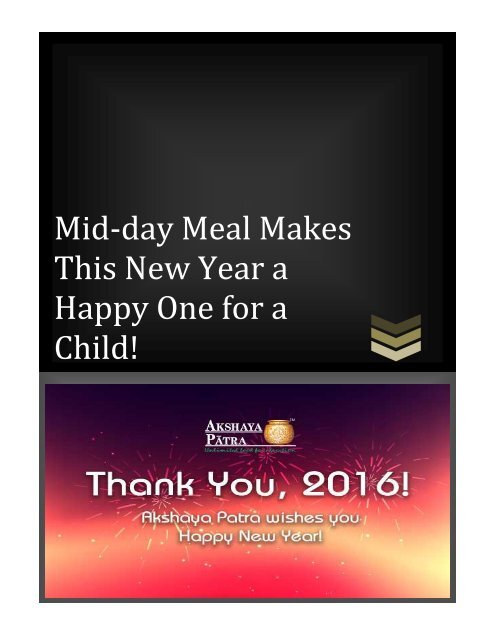 Mid-day Meal Makes This New Year a Happy One for a Child!