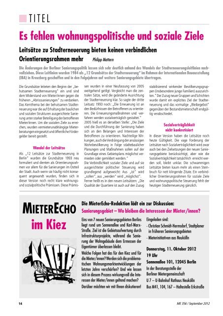 mieter-echo - Berliner MieterGemeinschaft eV