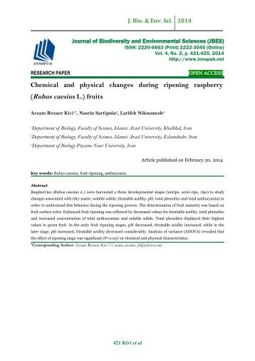 Chemical and physical changes during ripening raspberry (Rubus caesius L.) fruits