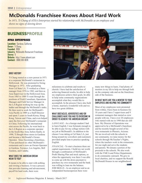 Inglewood Business Magazine Jan 2017