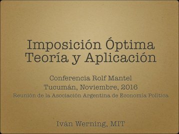 Imposición Óptima Teoría y Aplicación