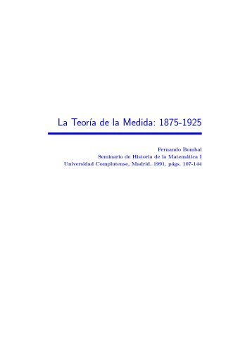 La.Teoria.de.la.Medida. 1875-1925