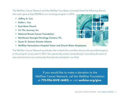 WellStar Cancer Network 2016 Annual Report