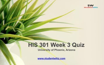 HIS 301 Week 3 Quiz