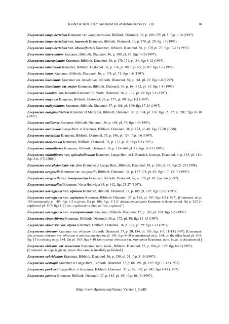 Annotated list of diatom names by Horst Lange - AlgaTerra ...