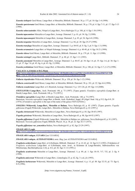 Annotated list of diatom names by Horst Lange - AlgaTerra ...