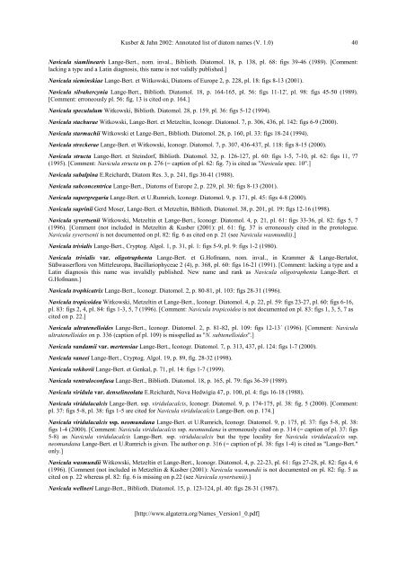 Annotated list of diatom names by Horst Lange - AlgaTerra ...