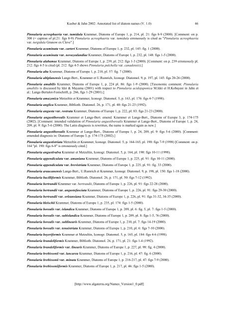 Annotated list of diatom names by Horst Lange - AlgaTerra ...