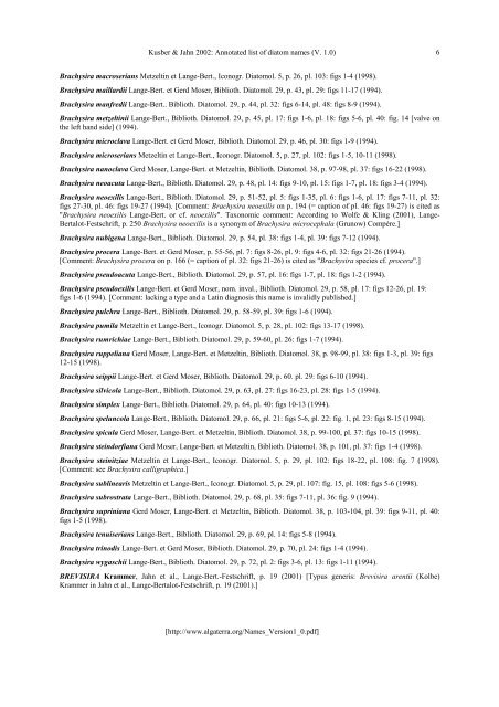 Annotated list of diatom names by Horst Lange - AlgaTerra ...