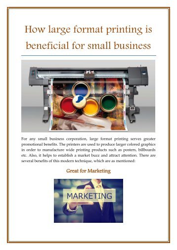 How large format printing is beneficial for small business
