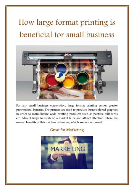 How large format printing is beneficial 
