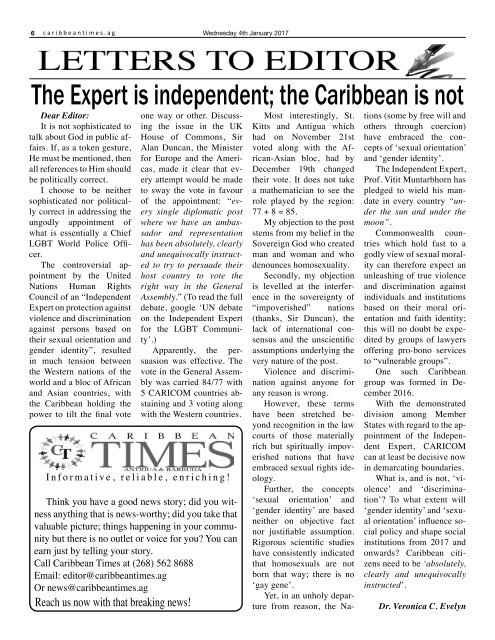 Caribbean Times 68th Issue - Wednesday 4th January 2016