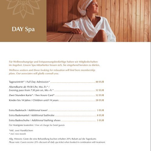 Spa Menü Elb Hamburg