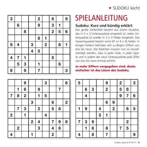 Leseprobe "Sudoku-spezial" Januar 2017
