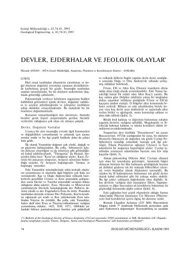 DEVLER, EJDERHALAR VE JEOLOJİK OLAYLAR'