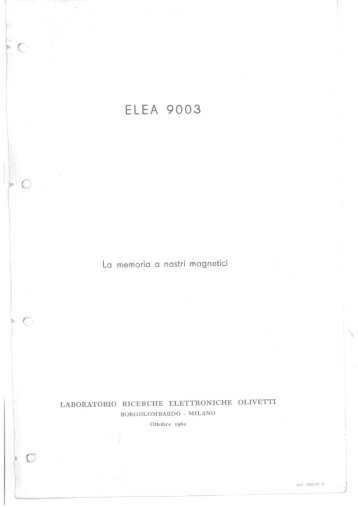 ELEA 9003 - La memoria a nastri magnetici
