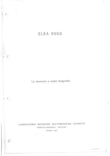 ELEA 9003 - La memoria a nastri magnetici