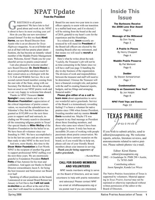 Prairie in Pieces - Native Prairies Association of Texas