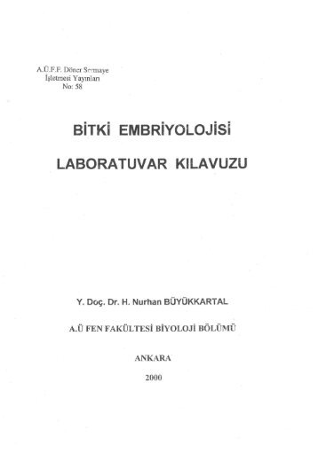 bitki embriyolojisi laboratuvar kılavuzu - Ankara Üniversitesi Kitaplar ...