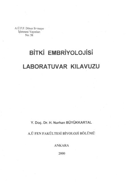 bitki embriyolojisi laboratuvar kılavuzu - Ankara Üniversitesi Kitaplar ...