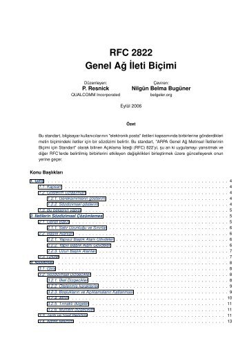 RFC 2822 Genel A ˘g˙Ileti Biçimi