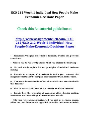 economic decision making paper economic decision making paper