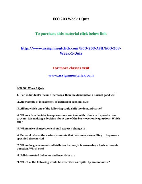 ASH ECO 203 Week 1 Quiz