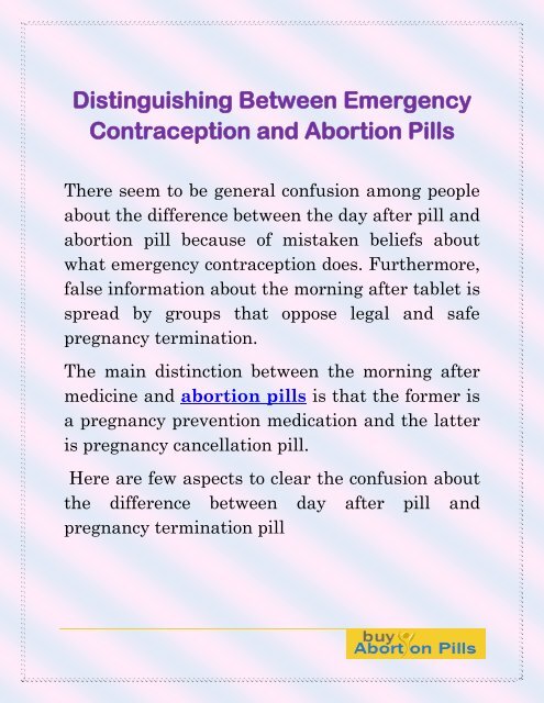 Distinguishing Between Emergency Contraception and Abortion Pills