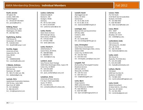 Individual Members - the Association of Moving Image Archivists