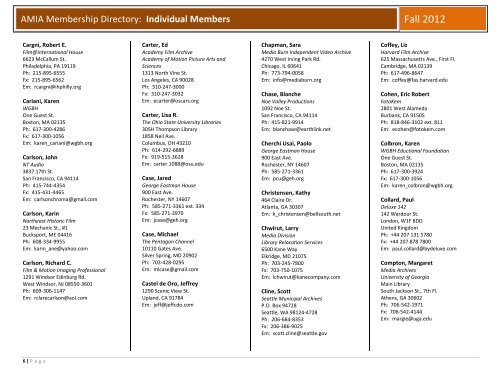 Individual Members - the Association of Moving Image Archivists