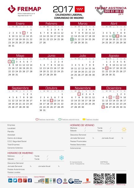 Calendario Laboral Madrid 2017