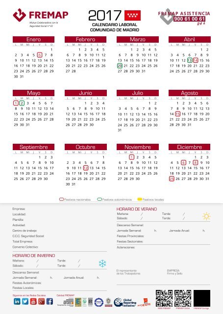 Calendario Laboral Madrid 2017