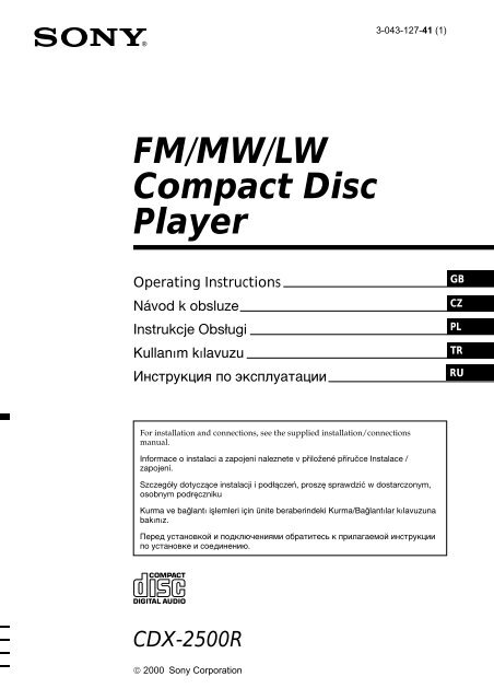 Sony CDX-2500R - CDX-2500R Istruzioni per l'uso Turco