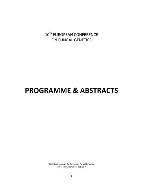 programme &amp; abstracts - 11th European Conference on Fungal ...