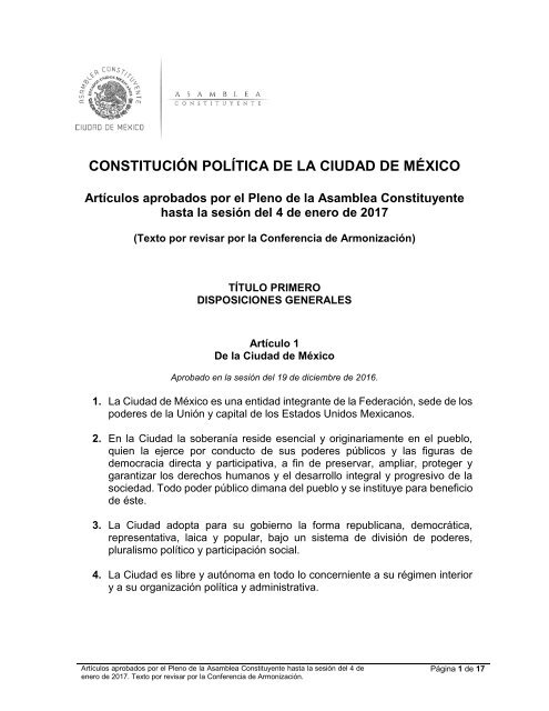 Constitucion Politica De La Ciudad De Mexico