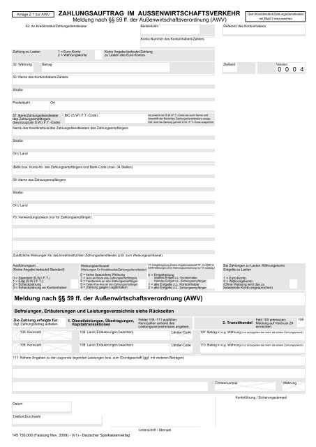 Zahlungsauftrag Im Aussenwirtschaftsverkehr Naspa