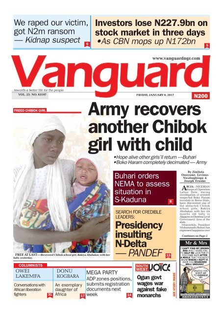 06012017 - Army recovers another Chibok girl with child