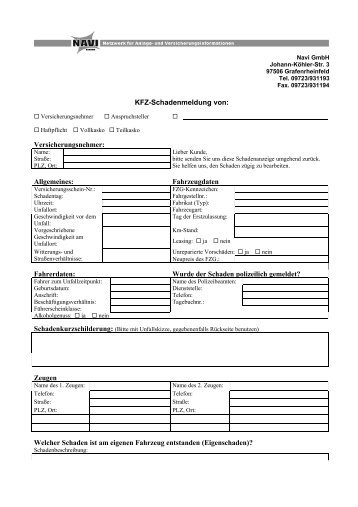 Schadensmeldung KfZ als PDF - Navi-GmbH